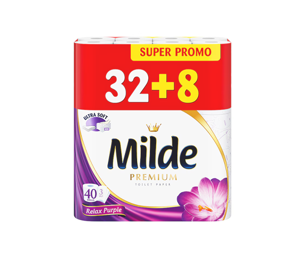 Тоалетна хартия Relax Purple 32+8 - Milde