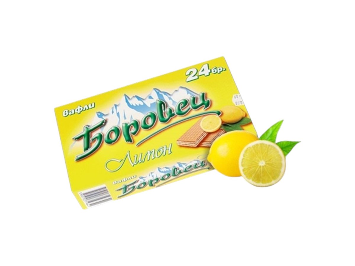 Вафли Боровец Лимон 24бр 550гр Кутия55360