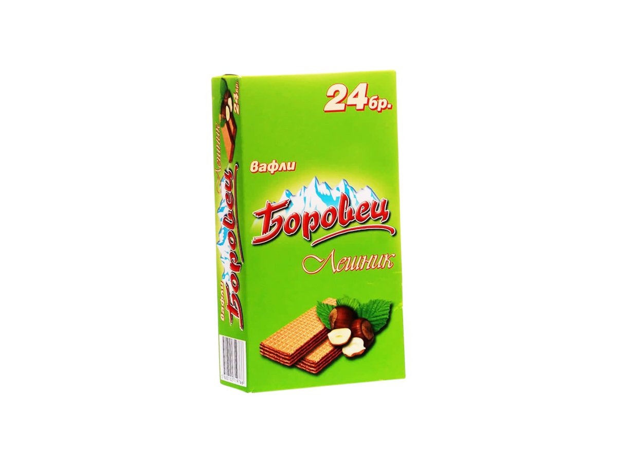 Вафли Боровец Лешник 24бр 550гр Кутия55707