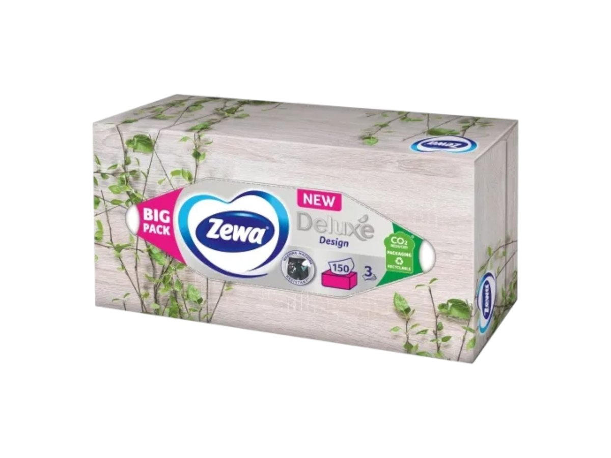 Кърпи за Лице Zewa Deluxe Design 150Бр 3 Пласта Кутия