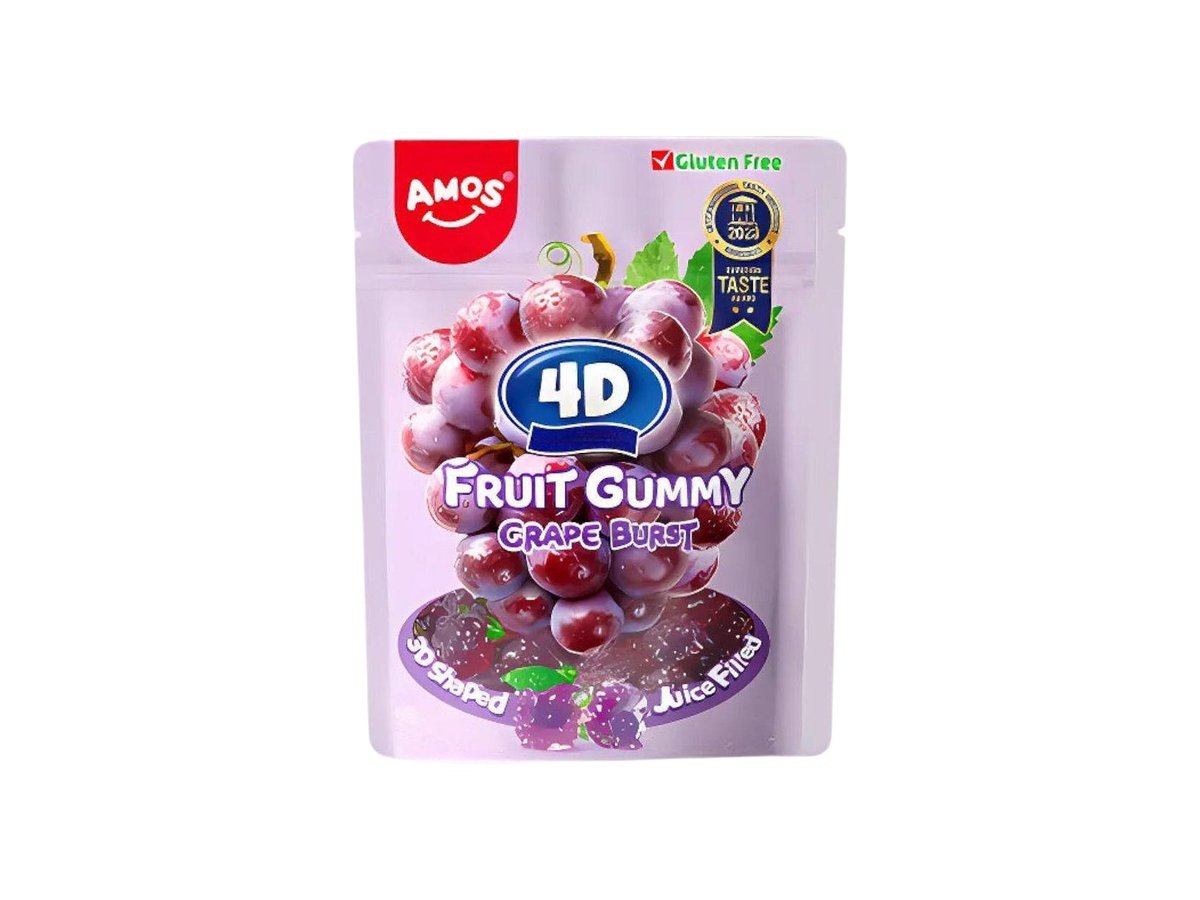 Бонбони Желирани Amos 4D Fruit Gummy Грозде 65гр