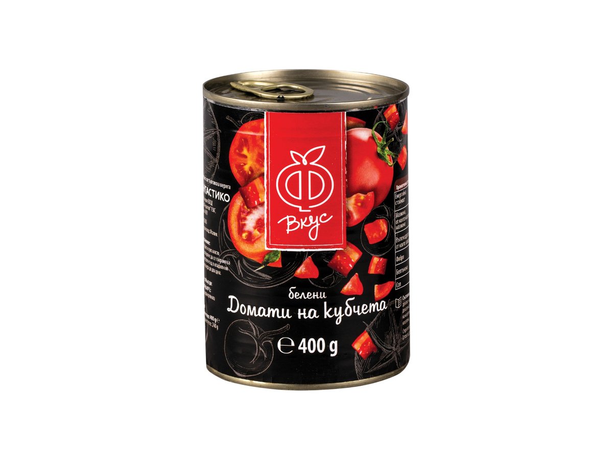 Домати Ф Вкус Белени на Кубчера 400гр