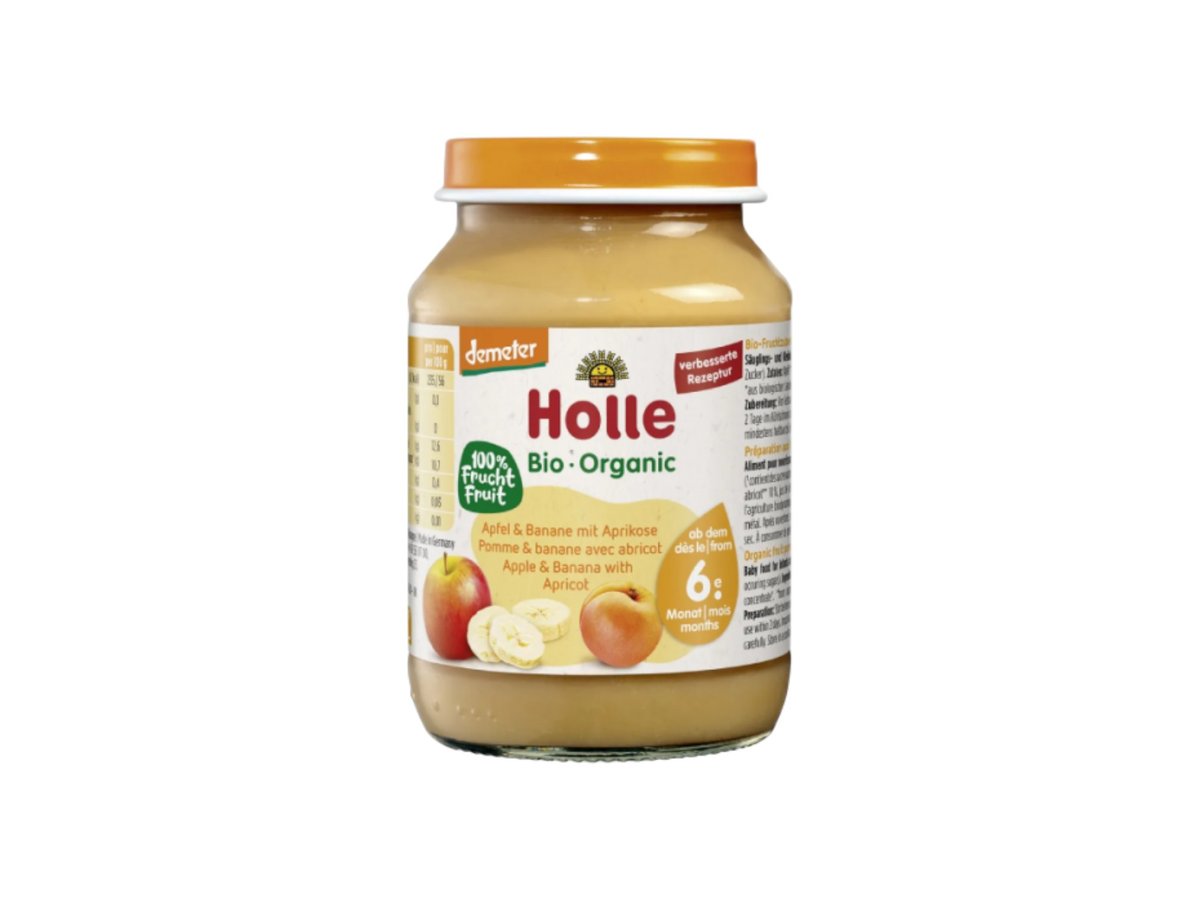 Пюре Био Holle Ябълка,Банан,Кайсия 190гр