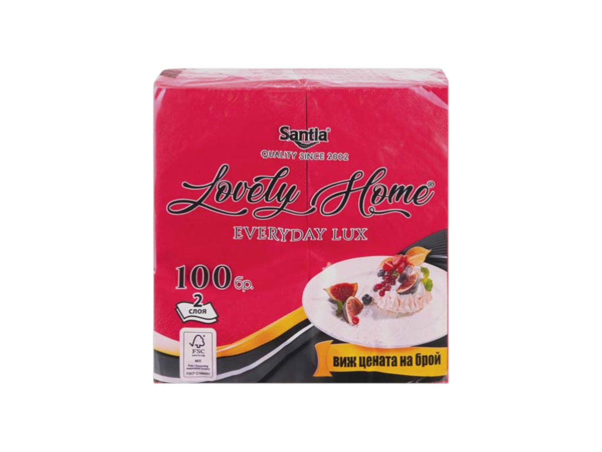 Салфетки Santia Lovely Home Бордо 1/8 33Х33 См 100 Бр 2Пл