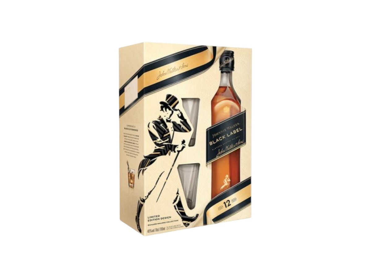 Уиски Джони Уокър Black Label 700мл+2 Чаши