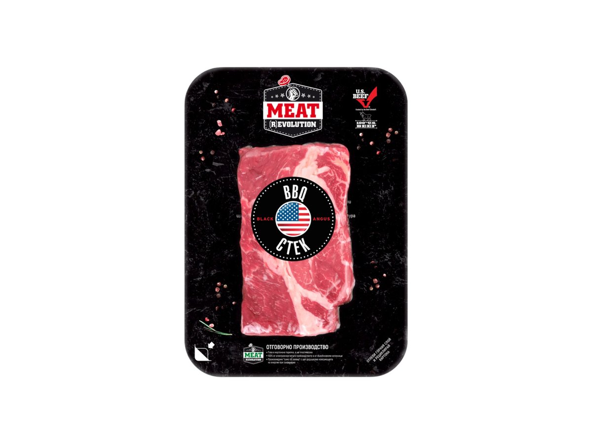 Стек BBQ Говежди Блек Ангъс 300гр Сащ Скин Meat Revolution