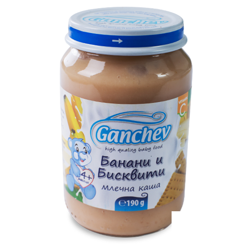 Млечна каша Банани и Бисквити Ганчев 190гр. - Ганчев