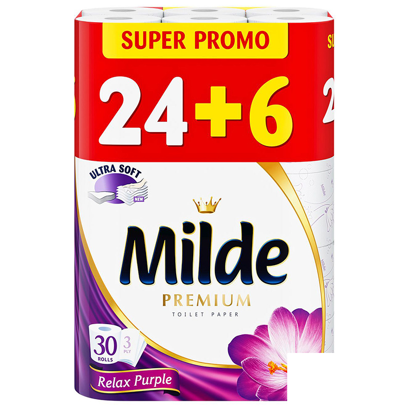 Тоалeтна хартия Milde Relax Purple 24бр.+6 бр.