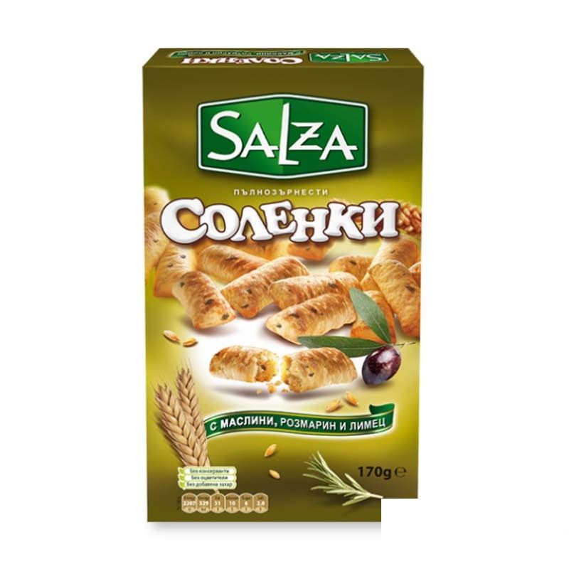 Соленки с вкус на маслини, розмарин и лимец Salza 170гр.