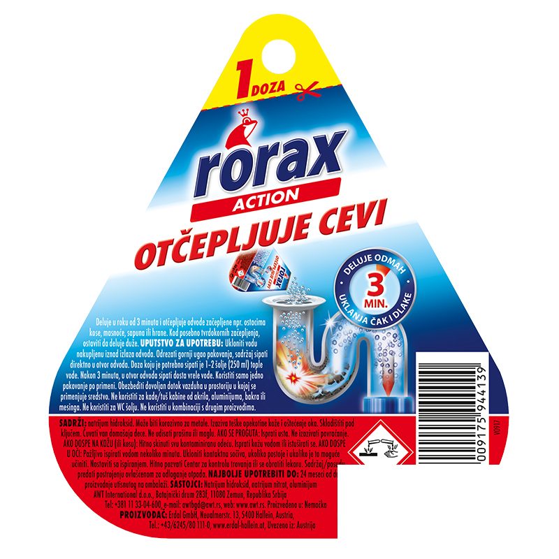 Гранули за отпушване на канали Rorax 60гр.