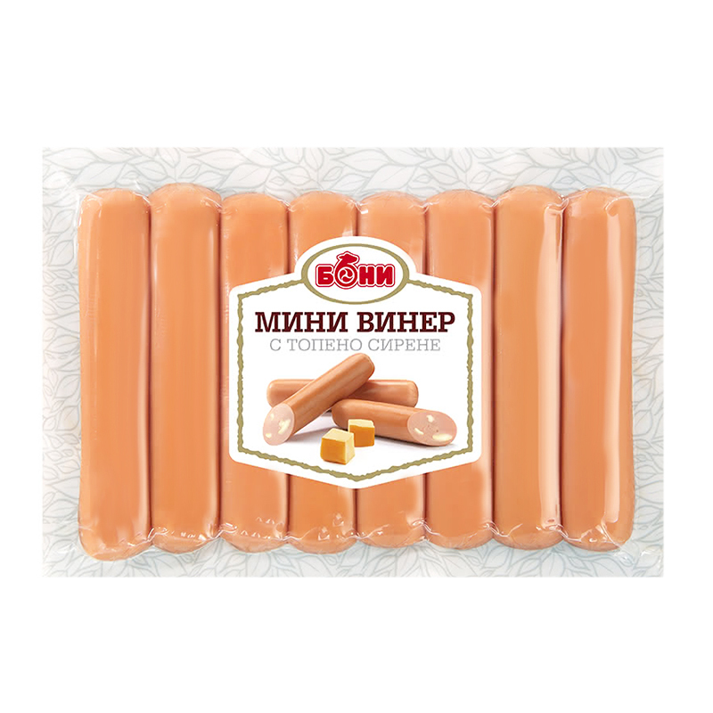 Мини винер с топено сирене Бони 200гр.