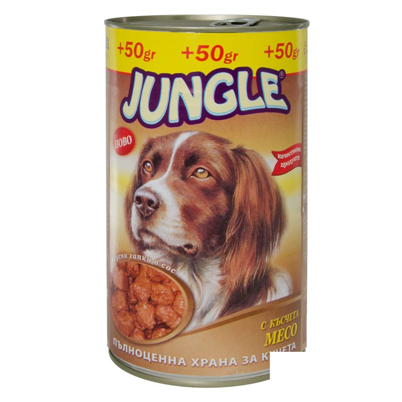 Кучешка храна Jungle с късчета месо 1,250кг.