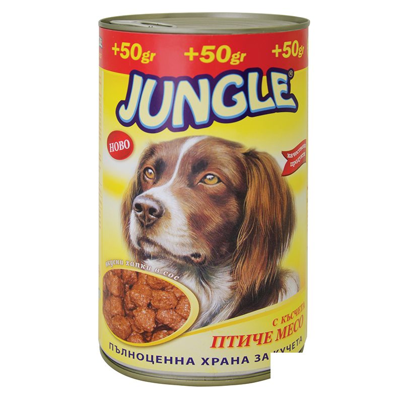 Кучешка храна Jungle с късчета птиче месо 1,250кг.