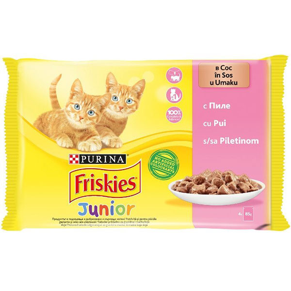 Храна за котки Friskies Junior с пиле  4*85гр.