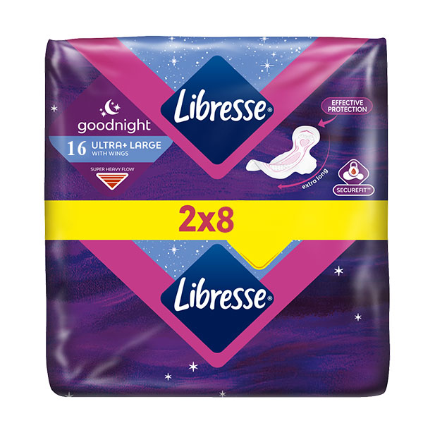 Дамски превръзки Libresse Goodnight ultra+large 16бр.