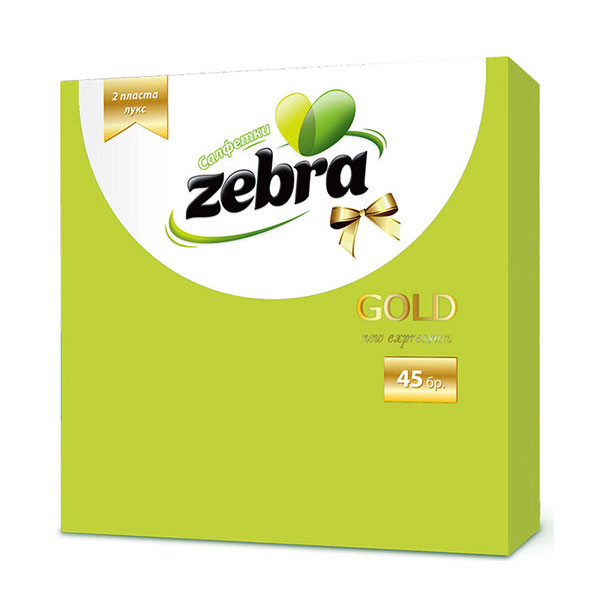 Салфетки Zebra лукс зелени 45бр.