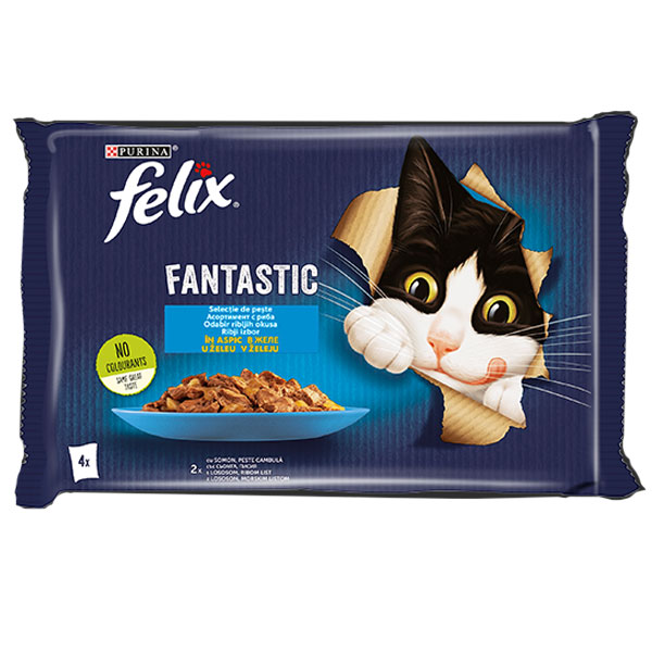 Котешка храна Felix Асортимент с риба 4*100гр.