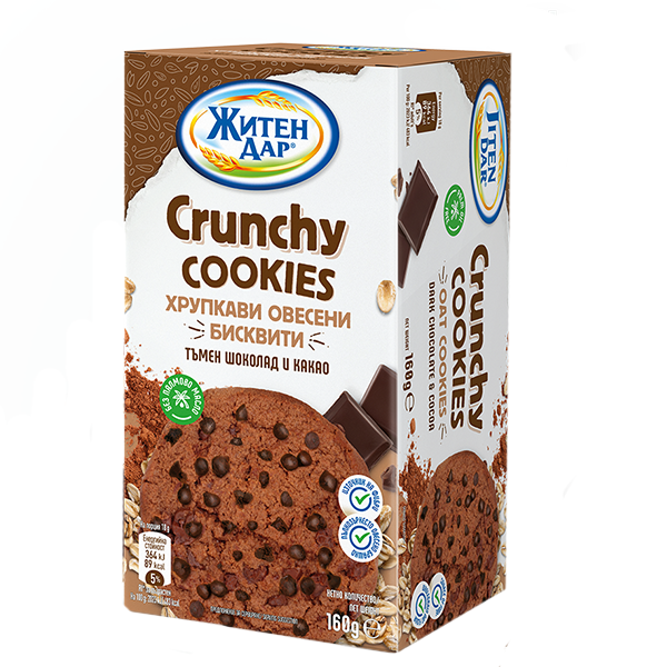 Овесени бисквити тъмен шоколад и какао Crunchy cookies Житен Дар 160гр.