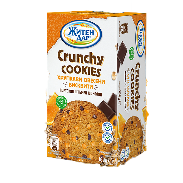 Овесени бисквити портокал и тъмен шоколад Crunchy cookies Житен Дар 160гр.