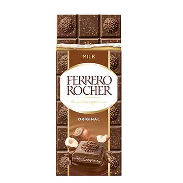 Шоколад млечен с лешников пълнеж Ferrero Rocher 90 гр.