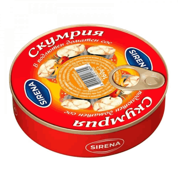 Скумрия в подлютен доматен сос Sirena 160гр.