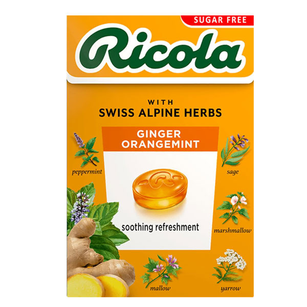 Билкови бонбони Ricola джинджифил и портокалова мента 40гр.