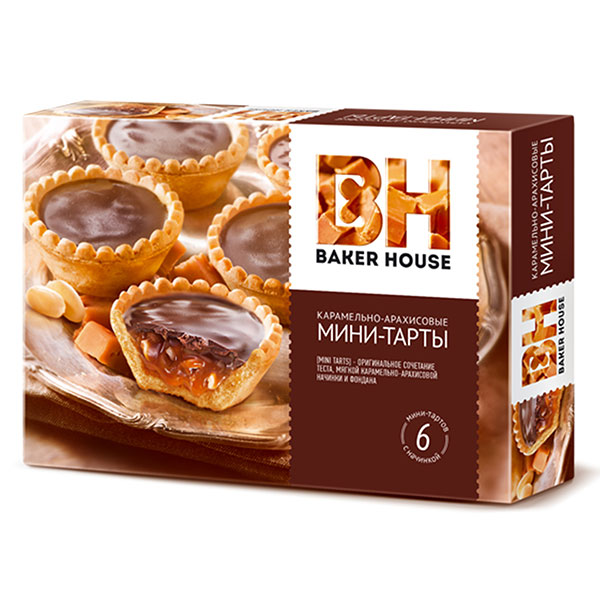 Мини-тарти с пълнеж от карамел и фъстъци Baker House 240гр.