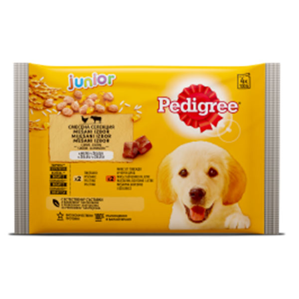 Pedigree Junior смесена селекция с ориз 4*100гр.