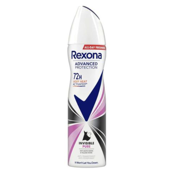 Дезодорант Rexona Advanced 72h Invisible pure 150мл.