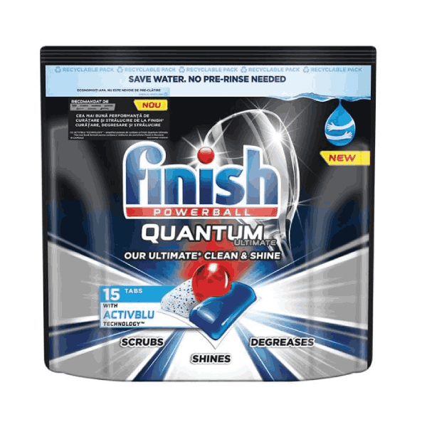 Капсули за съдомиялна Finish Quantum Ultimate 15бр.