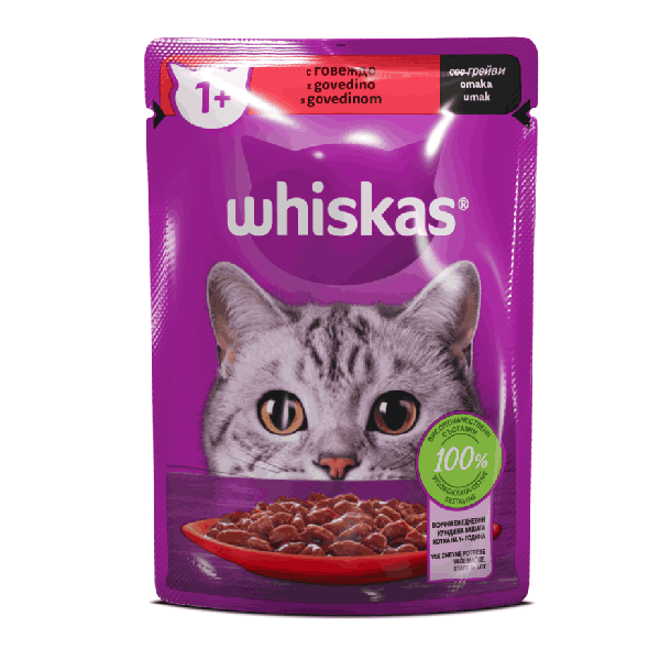 Whiskas с говеждо месо 85гр.