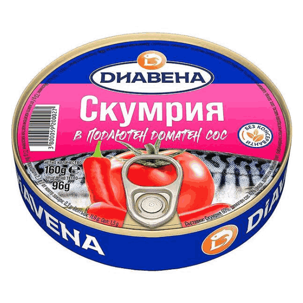Скумрия в подлютен доматен сос Диавена 160гр.