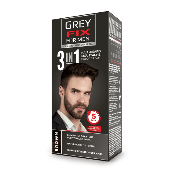Боя за коса - брада - мустаци Grey Fix за мъже КАФЯВ
