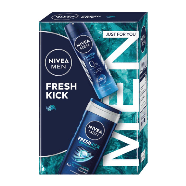 Комплект Nivea MEN Fresh Kick - душ гел 3в1 / дезодорант