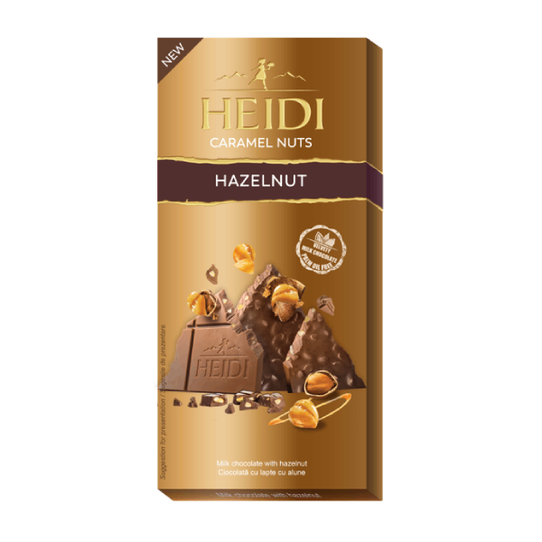 Шоколад млечен с карамелизирани лешници Heidi Caramelnuts 80гр.