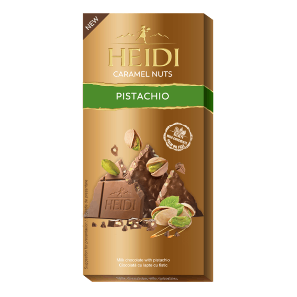 Шоколад млечен с карамелизиран шам фъстък Heidi Caramelnuts 80гр.