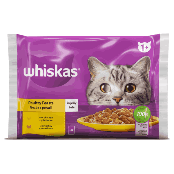 Whiskas pouch 1+ птичи ястия 4*85гр.