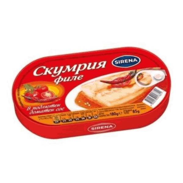 Скумрия филе в подлютен доматен сос Sirena 180гр.