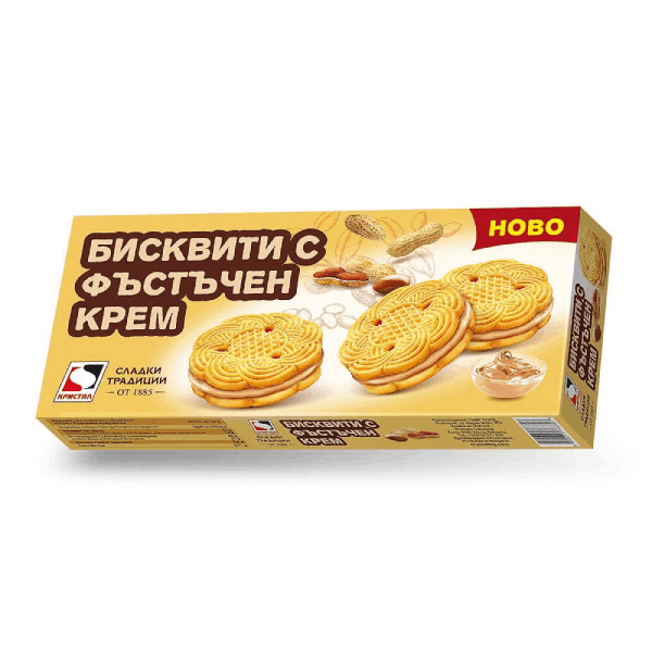 Бисквити с фъстъчен крем Кристал 160гр.