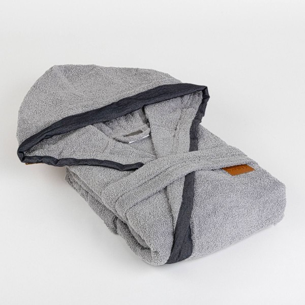 Халат за баня с качулка сив Denim Dilios L/XL