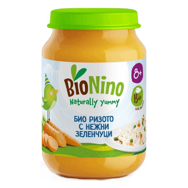 Bio Nino пюре ризото с нежни зеленчуци 8+ 190гр.