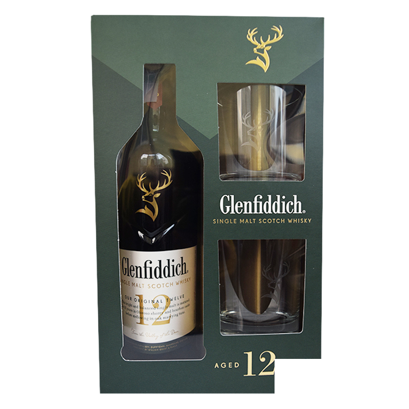 Уиски Glenfiddich 12г. 700мл.+2чаши