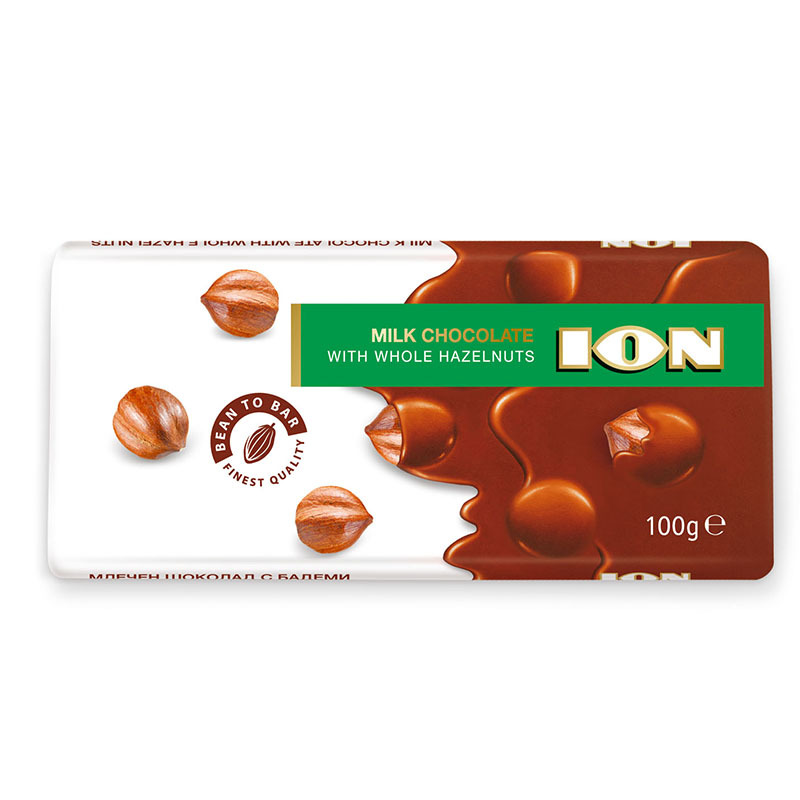 Млечен шоколад ION с цели лешници 100гр. - ION