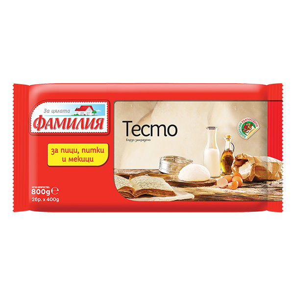 Тесто замразено за пици, питки и мекици Фамилия 800гр.