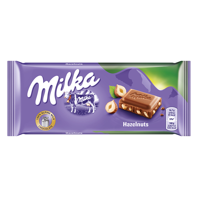 Шоколад  Milka трошен лешник 90гр.