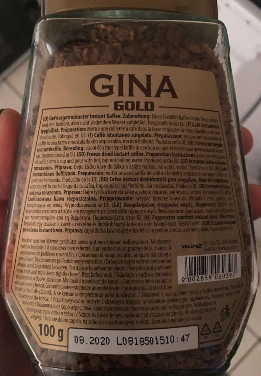 Разтворимо кафе Gina Gold, буркан 100 г - GINA
