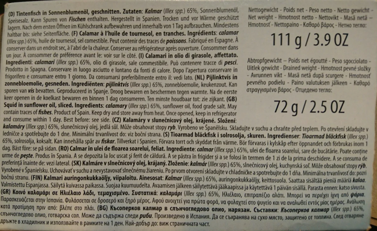 Калмари в слънчогледово олио, Don Fernando, 111 г - Don Fernando