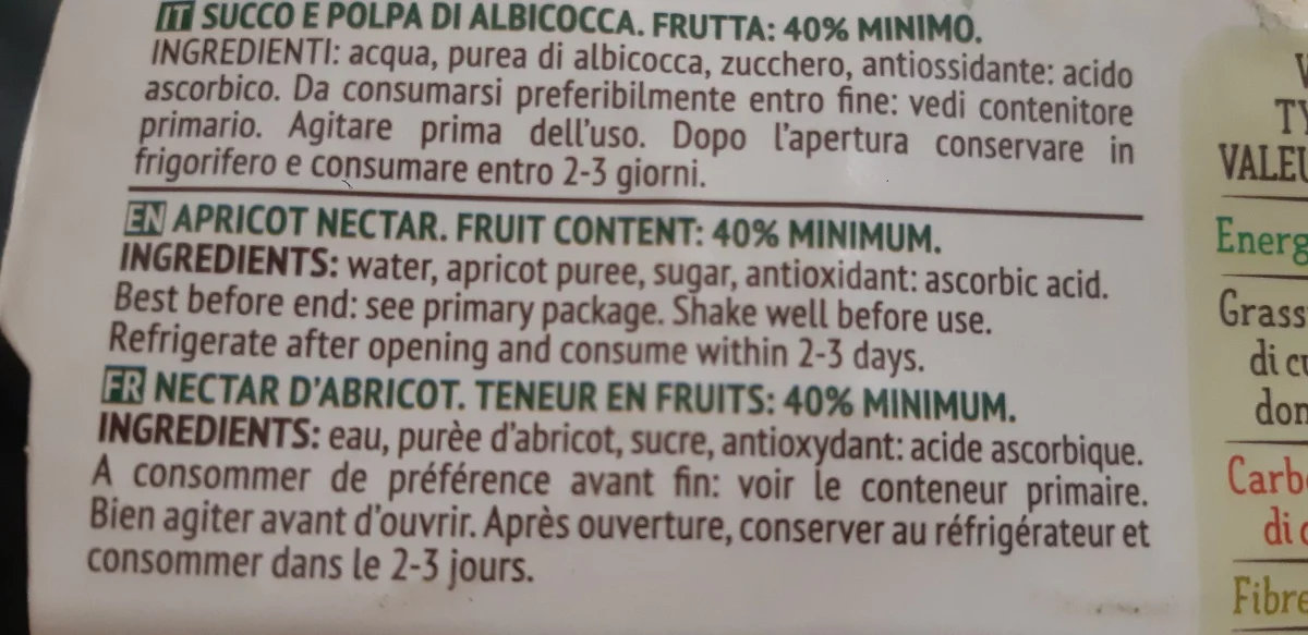 Плодова напитка Valfrutta 6х125 мл кайсия, стъкло - Valfrutta