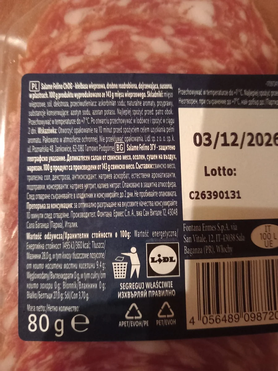 Саламе Фелино IGP - Lidl ITALIAMO