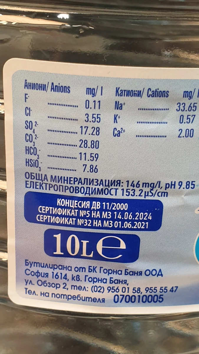 Минерална вода - 10 л - Горна Баня